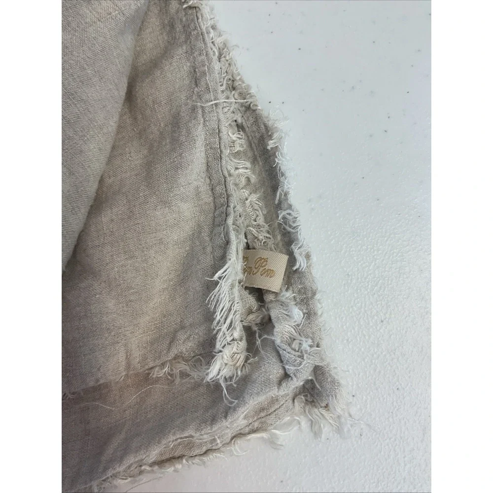 Pom Pom At Home Linen  Table‎ Cloth Throw Ocean Beach Frayed Edge Beige 66x 100